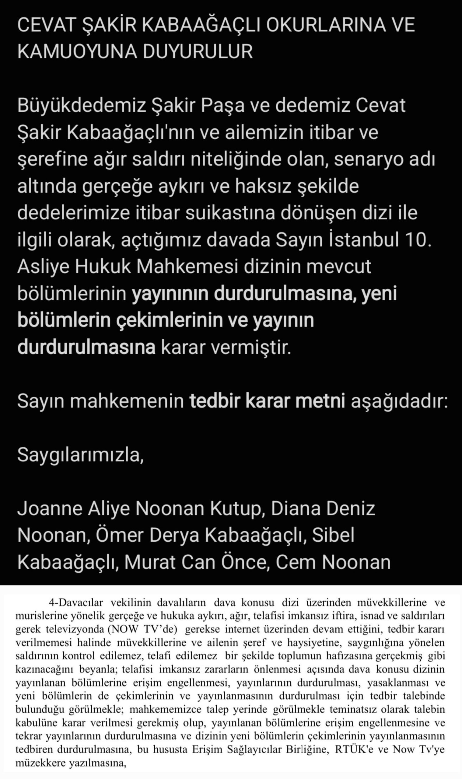 Şakir Paşa Ailesi Dizisine Mahkeme Engeli